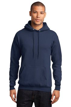 Port & Company ® - Core Fleece Pullover Hooded Sweatshirt. PC78H - NAVY - S | Port & Company - Core Fleece Pullover Hooded Sweatshirt in Navy Blue Size Small Red Kap, Work Wear Women, Zip Sweatshirt, Pullover Sweatshirts, Jack Jones, Jean Shirts, Hooded Sweatshirt, Vest Jacket, Casual Looks