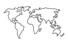 the world map drawn in black and white