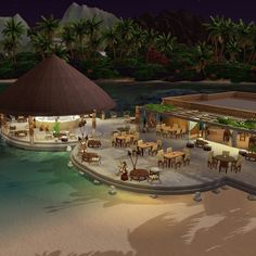 an artist's rendering of a restaurant on the beach