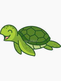 a cartoon green turtle swimming in the ocean