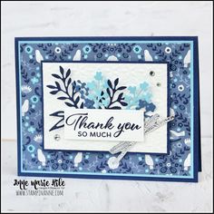 a card with blue flowers on it that says, thank you so much