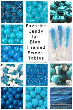 Most favorite candy for a blue themed candy buffetcandy table or sweet table. Blue Candy Table, Blue Candy Bars, Baby Shower Candy Table, Blue Candy Buffet, Baby Shower Candy Bar, Candy Buffet Wedding, Boy Baby Shower Ideas, Sweet Tables, Baby Shower Candy