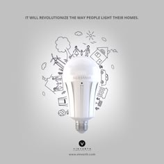 a light bulb with the words, it will revolution the way people light them homes