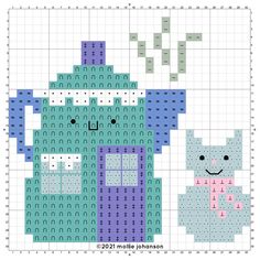 a cross stitch pattern with an image of a cat and dog in front of a house