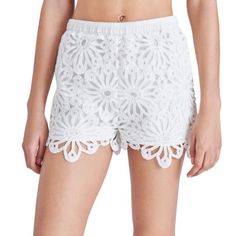 Worn Once For Rush. Like Brand New. Size Xs White Crochet Shorts, Crochet White, Steve Madden, Rush, White Shorts, High Waist, Color White, High Waisted, Womens Shorts