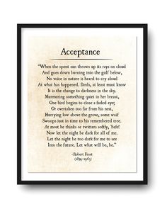 a framed print with the words acceptance on it