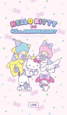 the hello kitty 25th anniversary poster for line's new album, hello kitty and friends