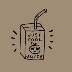 an illustration of a juice carton with the words just cool juice written on it