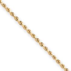 2.25mm 10k Yellow Gold Diamond Cut Solid Rope Chain Necklace, 22 Inch Jewelry Pot, Gold Rope Chains, Classic Bracelets, Spiral Pattern, Classic Necklace, Gold Necklace Women