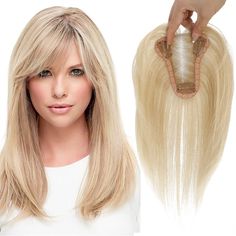 Hair Toppers For Women, Hair Pieces For Women, Human Hair Toppers, Air Bangs, Honey Hair, Bleach Blonde, Visit Europe, Hair Toppers, Thinning Hair