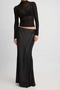 Best Sellers | Women’s Clothes & Fashion | NA-KD Mermaid Design, Fest Outfits, Satin Maxi Skirt, Maxi Rok, Satin Noir, Black Maxi Skirt, Mermaid Skirt