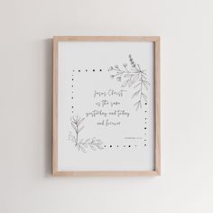 a framed print with a quote on it