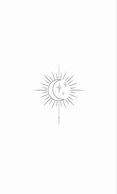 a black and white drawing of the sun and moon