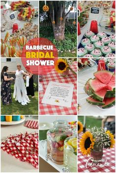 a collage of photos with sunflowers, watermelon and cupcakes