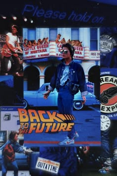 the back to the future movie poster is collaged