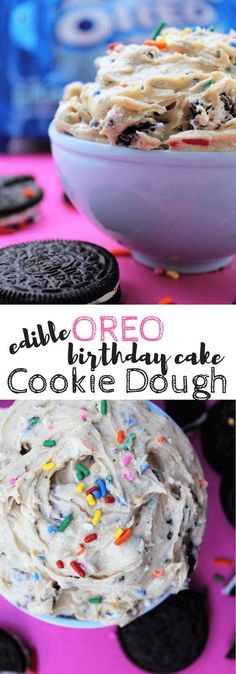 oreo birthday cake cookie dough in a bowl