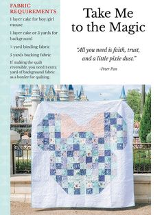 the cover of take me to the magic quilt book, with an image of a castle in