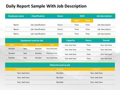 daily report sample with job description in the top right corner and an image on the bottom left side