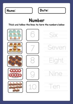 a printable worksheet for numbers to be written in the form of doughnuts