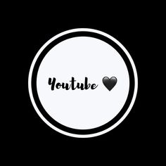 a black and white circle with the word youtube in it's center, surrounded by two hearts