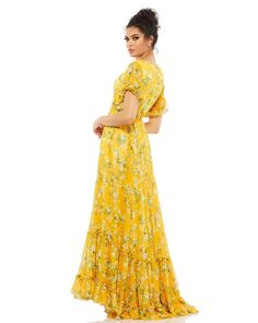 Flounce Sleeve Floral Maxi Dress