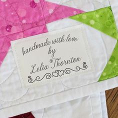 Cotton Double Heart Border (2x3 Cotton - 12 labels/set) Personalized Quilt Labels, Custom Fabric Labels, Quilting Quotes, Modern Blankets, Sewing Labels, Cotton Labels, Quilt Labels, Personalized Quilt, Fabric Labels