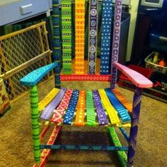 a multicolored chair made out of legos