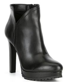 Gianni Bini Omarrah Leather Lug Sole Platform Booties | Dillard's Medium Width Closed Toe Boots With Zipper Closure, Boots With Zipper Closure Medium Width Closed Toe, Zipper Closure Boots With Medium Width And Closed Toe, Lug Sole Booties, Open Toe Ankle Boots, Lace Up Block Heel, Platform Heels Boots, Green Boots, Leather Block Heels