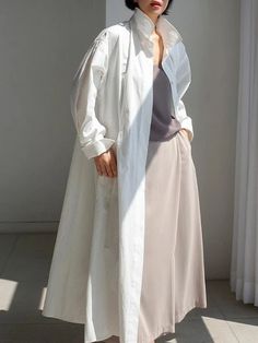 Urban White Lapel Long Shirt Dress - rrdeye Cozy Dress, Boho Style Dresses, Urban Looks, Urban Dresses, Long Shirt Dress, White Shirt Dress, Kids Sweater, Cozy Fashion, Long Hoodie