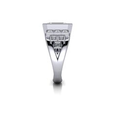 This stunning and unique Nettie No. 1 moissanite engagement ring is the perfect choice for any occasion. It features a classic emerald cut moissanite set in a bezel setting with a split shank. The moissanite engagement ring is set with a 9x7mm. 2.50 ct. emerald cut colorless moissanite, DEF Color, VVS Clarity. Princess cut colorless moissanite, .40 ct. DEF Color, VVS Clarity. 2.90 carat total weight. *This moissanite engagement ring is custom made just for you in your ring size and metal prefere Emerald Cut Diamond Promise Ring With Bezel Setting, Modern Emerald Ring With Prong Setting For Anniversary, Square Cut Rings With Bezel Setting For Anniversary, Diamond Princess, Simulated Diamond Rings, Emerald Cut Moissanite, Cz Rings Engagement, Forever One Moissanite, Split Shank