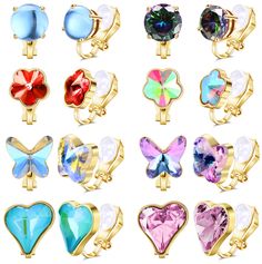 PRICES MAY VARY. 🌈CUTE CLIP ON EARRINGS SET🌈 One order you can get 8 pairs cute earrings. Including freshwater pearl include butterfly, heart, teardrop clip on earrings, CZ , flower clip on earrings. Different styles of non pierced earrings provide different choices for you. 🌈Hypoallergenic Earrings for Girls🌈 The non piercing earrings are made of copper, lead-free, nickel-free, hypoallergenic. All the clip on earrings with rubber pads, which can protect your earlobe from being damaged by me Fake Earrings, Heart Butterfly, Earrings For Girls, Wedding Gifts For Bridesmaids, Gold Clips, Butterfly Flower, Bridesmaid Flowers, Flower Clip, Hypoallergenic Earrings