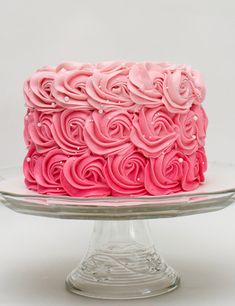 This cake is frosted in a rosette shape made with our whipped vanilla buttercream.  The colors get lighter as you get to the top and it is adorned with white pearl sprinkles. Bolo Blaze, Frosted Cake, Savory Cakes, Buckwheat Cake, Ricotta Cake, Cupcakes Decorados, Homemade Birthday, Zucchini Cake, Magic Cake