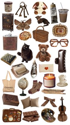 many different items are arranged in the shape of a collage on a white background