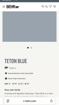 Behr paint Hidden Colors, Behr Paint, Slate Gray, Interior And Exterior, Gray Color, Design Inspiration, Exterior, Paint, Blue