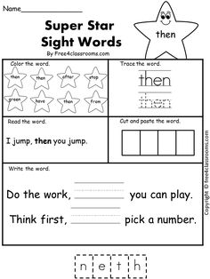 printable worksheet for sight words and numbers to help kids learn how to read them