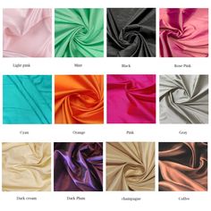 the different colors of satin fabric