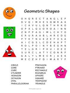 a crossword puzzle with different shapes and faces on it, including the words geometric shapes