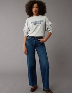 The it fit you need, with a high rise and wider leg from the thigh through the ankle. Made for curves with extra room in the hip & thigh. White Jeans Men, Athletic Fit Jeans, Dream Jeans, Jean Trends, Loose Jeans, Curvy Jeans, Medium Wash Jeans, Extra Room, Women Denim Jeans