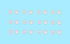 an image of pigs in different positions on a blue background with smaller ones behind them