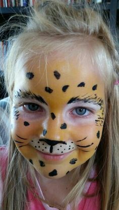 Kids Cheetah Face Paint, Easy Leopard Face Paint, Easy Animal Face Paint Ideas For Kids, Cheetah Face Paint Kids Easy, Leopard Face Paint Easy, Cheetah Face Paint Easy, Lion Makeup Kids, Face Painting Leopard, Jungle Animal Face Paint