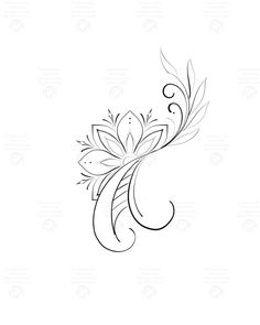 the letter f is made up of flowers and leaves on a white background with black ink