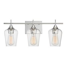 Savoy House Octave 3-Light Bathroom Vanity Light Polished Chrome Bathroom, Bathroom Big, House Lighting Fixtures, Industrial Bathroom Vanity, Savoy House Lighting, Bathroom Vanity Light, Transitional Bathroom Vanities, Savoy House, Curved Glass