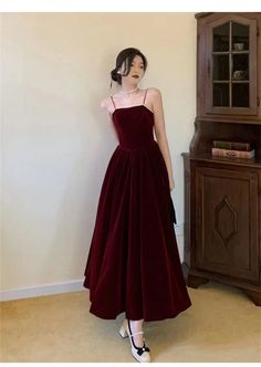 Red Velvet Prom Dress, Wine Red Prom Dress, Red Spaghetti Strap Dress, Short Sleeve Prom Dresses, Velvet Prom Dress, Floral Dress Formal, Spaghetti Strap Prom Dress, Long Evening Dress, Lace Party Dresses