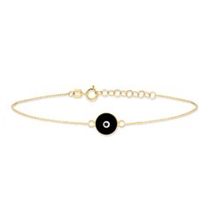 PRICES MAY VARY. INSPIRATION: Be safe in style with the 14k gold evil eye bracelet. Ward off the bad energy and bad fortune around you with a black touch. MATERIAL: Handmade with the highest quality US-sourced real gold. 14k solid gold is nickel-free, allergy-free, and lead-free. Real gold is a perfect choice that doesn’t oxidize, discolor or lose its shine. AUTHENTICITY CERTIFICATE: Made from 100% real gold with world-class craftsmanship and passed multiple quality checkpoints at every step. Ea Elegant Black Name Bracelet As Gift, Elegant Black Name Bracelet For Gift, Adjustable 14k Gold Chain Bracelet, Black Enamel Fine Jewelry, Gold Bracelets With Black Enamel, Elegant Evil Eye Bangle Jewelry, 14k Gold Bracelets Fine Jewelry, White Gold Jewelry With Black Enamel, Black Enamel Bangle Jewelry As Gift