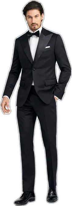 Timeless Black Tuxedo For Black-tie Events, Timeless Black Tuxedo For Semi-formal Occasions, Timeless Black Tuxedo For Wedding, Sleek Black Tuxedo For Formal Occasions, Sleek Formal Tuxedo With Suit Collar, Sleek Tuxedo With Suit Collar For Formal Occasions, Sleek Tuxedo With Suit Collar For Formal Events, Modern Black Semi-formal Suit, Classic Party Suits With Pressed Crease