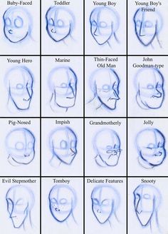 how to draw anime faces with different expressions and facial shapes for each character in the game