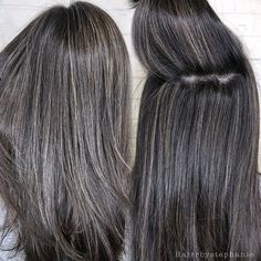 Gray Blending Hair, Gray Highlights Brown Hair, Brown Hair With Silver Highlights, Gray Roots, Gray Blending, Hair Gloss, Medium Brown Hair