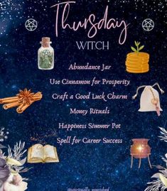 a poster with the words, tuesday witch and other things on it's side