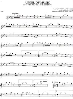 sheet music with the words angel of music