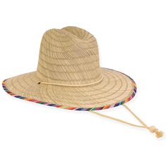 Lifeguard Hat with Multicolor Underbrim for Small Heads - Sunny Dayz™ Petite Hats Lifeguard Hat Sun N Sand Hats HK399 Natural Small (54 cm) Adjustable Striped Straw Hat For Vacation, Summer Beach Hat With Stripes, Adjustable Beachy Straw Hat For Poolside, Multicolor Flat Brim Sun Hat For Summer, Adjustable Natural Panama Hat For Poolside, Coastal Adjustable Straw Hat For Poolside, Natural Brimmed Straw Hat For Poolside, Multicolor Woven Straw Sun Hat, Multicolor Straw Brimmed Hat